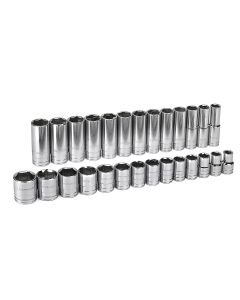KDT80729 image(0) - GearWrench 27 Piece 1/2 Inch Drive 6 Point Standard & Deep SAE Socket Set