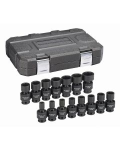 KDT84918N image(0) - GearWrench 15 Piece 3/8 Inch Drive 6 Point Standard Universal Impact Metric Socket Set