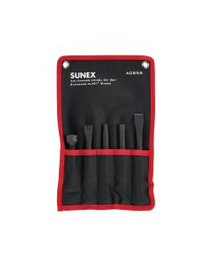 SUNACS5S image(0) - SUNEX Air Hammer Chisel Standard 5 Piece Set in Portable Tool Roll