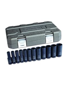 KDT84942N image(0) - GearWrench 12 Piece 1/2 Inch Drive 6 Point Deep Impact SAE Socket Set