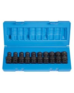 GRE1610UM image(0) - Grey Pneumatic 3/8" Dr. 10 Piece 12 Point StandardLength Metric Universal Set