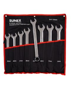 SUN9919MA image(0) - SUNEX 8 piece Metric Full Polished V-Groove Combination Wrench Set