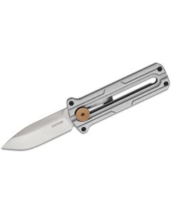 KER2046 image(0) - Kershaw Cybernet Manual Open Sliding Button Lock Spear Point Blade EDC Pocket Knife - Gray