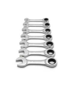 KDT9507D image(0) - GearWrench 7 Piece 72-Tooth 12 Point Stubby Ratcheting Combination SAE Wrench Set