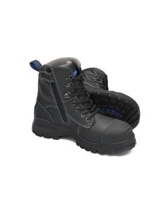 BLU997-095 image(0) - Blundstone Steel Toe Lace Up Side Zip, Water Resistant, Bump Cap, Black, AU size 9.5, US size 10.5