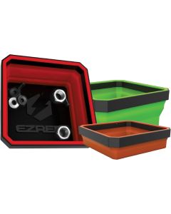 EZREZTRAY-CLR image(0) - E-Z Red Magnetic Collapsible Parts Trays - Green/Red/Orange - 3 Pack