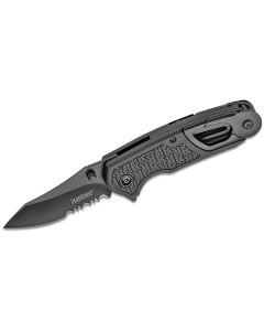 KER8100 image(0) - Kershaw Funxion EMT-Serrated Assisted Open LIner Lock Drop Point Blade Rescue Folding Pocket Knife - Black
