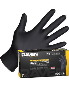 SAS66516 image(0) - SAS Safety Raven Powder-Free Exam Grade Nitrile Disposable Gloves - 7 Mil - 100PK - Small