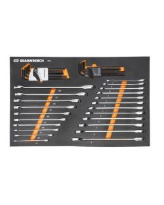 KDT86528 image(0) - GearWrench 44 Piece 90T SAE/Metric Combination Ratcheting Wrench & Long Arm Hex Key Set with Foam Storage Tray