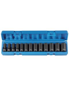 GRE1213MSD image(0) - Grey Pneumatic 3/8" Drive 13 Piece Semi Deep Metric Impact Set