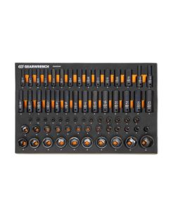 KDTGWMSISKMM image(0) - GearWrench 66 Piece 1/4", 3/8", 1/2" Drive 6 Point Metric Impact Socket Set in Foam Storage Tray
