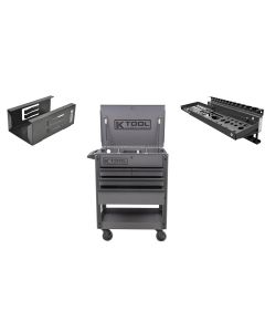 KTI75150KIT image(0) - K Tool International Service Cart 35 in. Premium 4 Drawer 500 lb. (Grey) w/Accessories