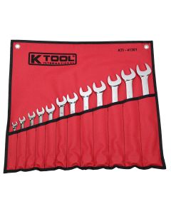 KTI41301 image(0) - K Tool International Wrench Set Combination 12 Piece Hi Polish