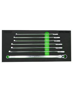 VIMDFXL100A image(0) - VIM Tools 7 Piece Deep Spline Ratcheting Flex Head XL Wrench Set (8-14 mm)