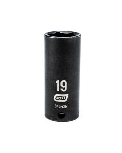 KDT84342N image(0) - GearWrench 3/8 Inch Drive 6 Point Deep Impact Metric Socket 19mm