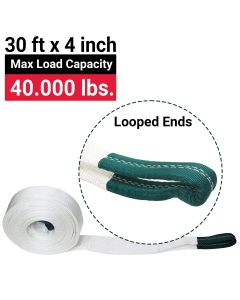 KTI73813 image(6) - K Tool International Tow Strap With Looped Ends 4in. x 30ft. 40,000lbs