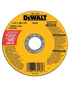 DWTDW8062 image(0) - DeWalt 4-1/2-in. (115mm) Aluminum Oxide Abrasive Chop / Cut-Off Blade with 7/8-in. Arbor