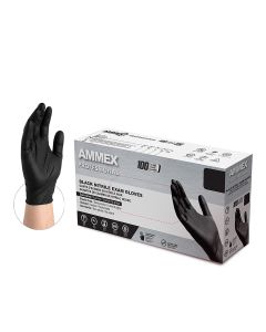 AMXABNPF46100 image(0) - Ammex Black Nitrile PF Exam Gloves, Large