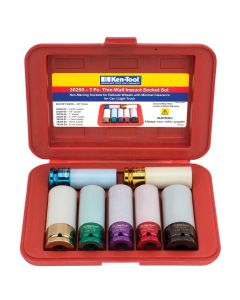 KEN30259 image(0) - Ken-tool 7 Piece Thin-Wall Impact Socket Set