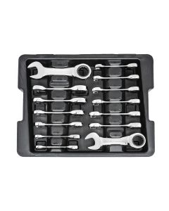 KDT85206 image(0) - GearWrench 14 Piece 72-Tooth 12 Point Stubby Ratcheting SAE/Metric Combination Wrench Set