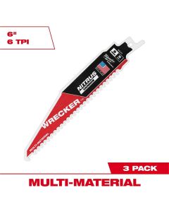 MLW48-00-5371 image(0) - Milwaukee Tool 6 Inch WRECKER with NITRUS CARBIDE Blades - 3 Pack