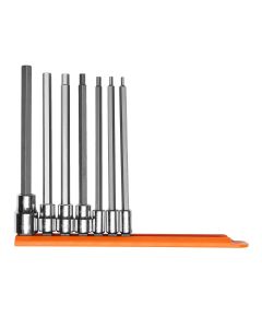 MAY16044 image(0) - Mayhew Mayhew 7 PC Long Metric Hex Insert Socket Bit Set