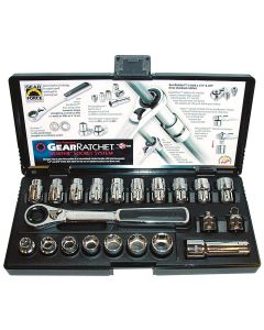 KDT8921 image(0) - GearWrench 21 Piece 3/8 Inch Drive Pass-Thru 6 Point SAE/Metric Tool Set
