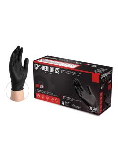 AMXGPNB42100 image(0) - Gloveworks Black Nitrile PF Ind Gloves, Small