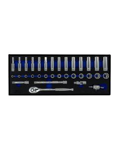 KTIFHT3833 image(0) - K Tool International 33Pc 3/8" Dr Met 6 Pt Std and Dp Socket Set FORD