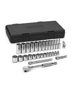 KDT80568 image(0) - GearWrench 30 Piece 3/8 Inch Drive 12 Point Standard & Deep SAE Mechanics Tool Set