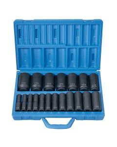 GRE1319D image(0) - Grey Pneumatic 19 PC 1/2" DR DEEP LENGTH FRACTIONAL MASTER SET