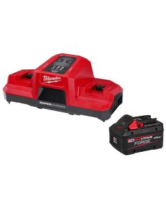 MLW48-59-1881SC image(0) - Milwaukee Tool M18 Dual Bay Simultaneous Super Charger Starter Kit with M18 18V Lithium-Ion REDLITHIUM FORGE XC 8.0 Ah Battery Pack