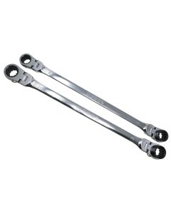 KTIXDDBM4 image(0) - K Tool International Wrench Set 2 Piece Metric Ratcheting Reversible Flexible Extra Long Double Box Universal Spline 90 Tooth