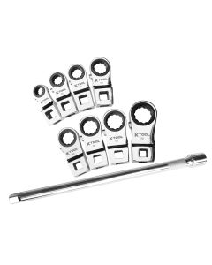 KTIXD2CWSS image(0) - K Tool International Ratcheting Crowfoot Set SAE 9 Piece 3/8 Inch Drive 120 Tooth