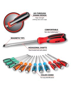 WLMW1741 image(0) - Wilmar Corp. / Performance Tool 12 pc. Go-Thru Screwdriver Set