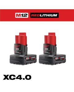 MLW48-11-2442 image(0) - Milwaukee Tool M12 REDLITHIUM XC4.0 Battery - Two Pack