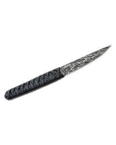 CRK2367 image(1) - CRKT (Columbia River Knife) Obake 8Cr13MoV Titanium Nitride Plain Blade Fixed Blade Knife with Sheath Cord-Wrapped Stainless Steel Handle - Black