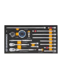 KDT86520 image(0) - GearWrench 18 Piece 1/4" 90-Tooth Ratchet & Drive Tool Set with Foam Storage Tray