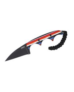CRK2385G image(0) - CRKT (Columbia River Knife) Minimalist Wharncliffe D2 Plain Blade Edge Stonewash  Fixed Blade Knife with Sheath G10 Handle - Red/White/Blue/Black
